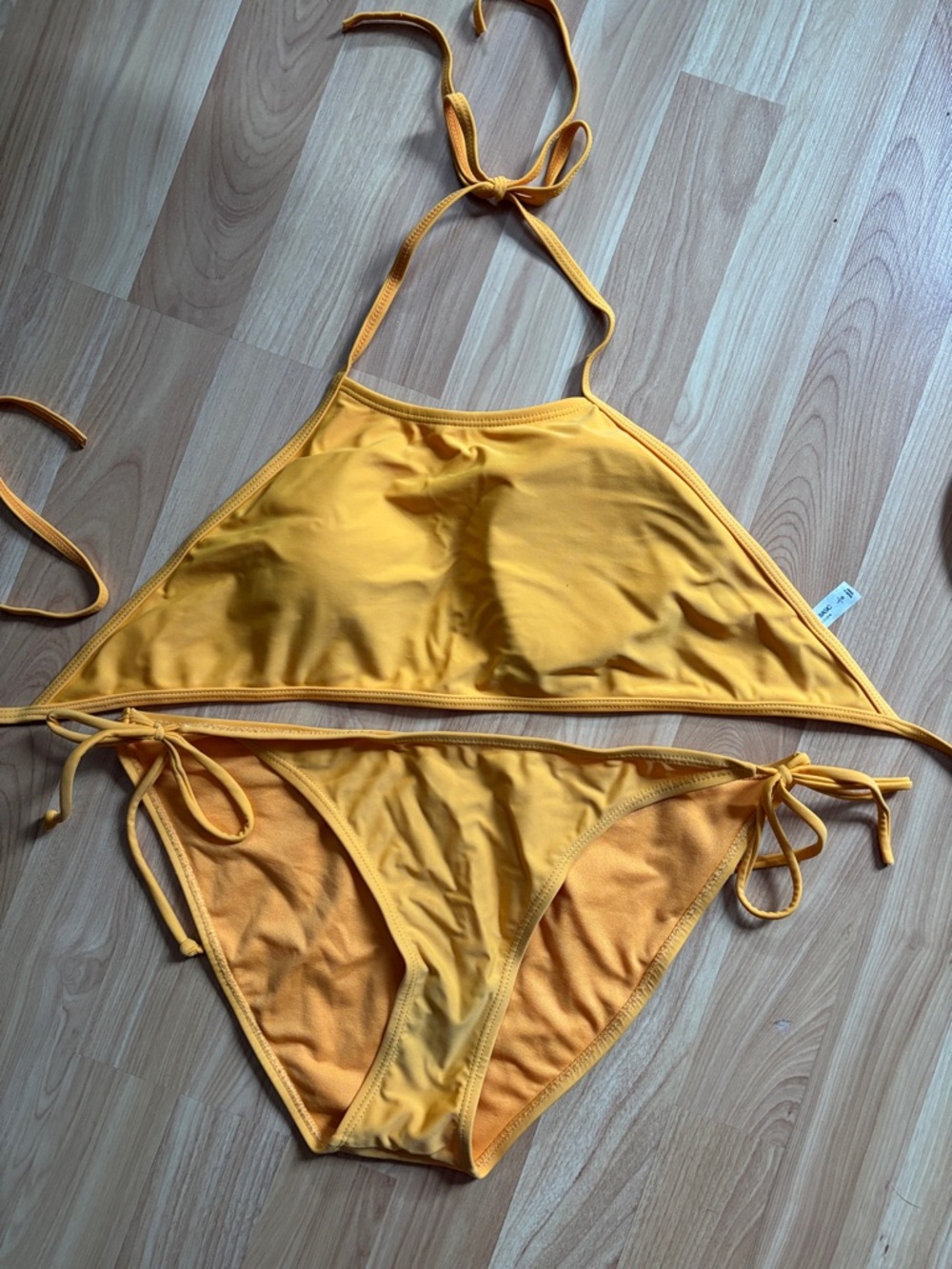 Yellow Tie-Side High Neck Bikini Set